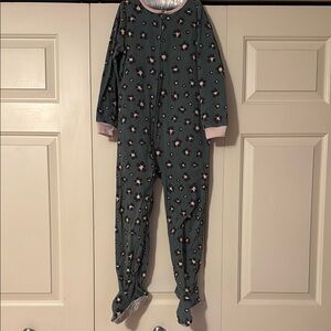 Carter's Fleece Green and Pink Footie One Piece